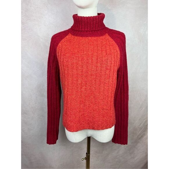 Lucky Brand Turtleneck Sweater Red Orange - Picture 1 of 5